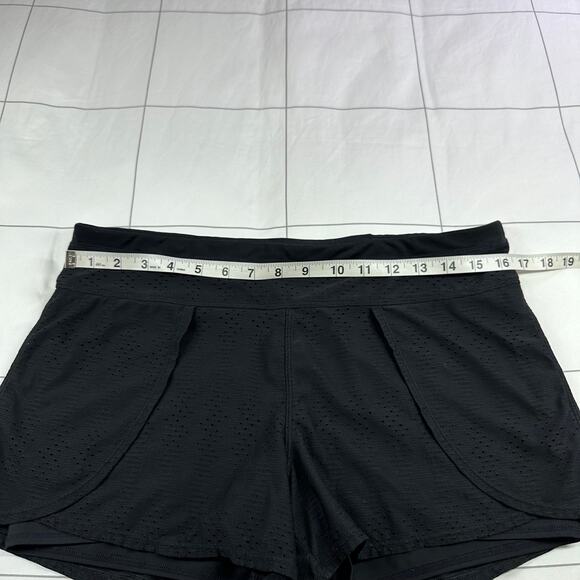 Athleta Shorts Womens Large Black Prism 2 in 1 Athletic Mesh Running Stretch Gym - Picture 7 of 11